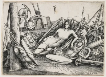 Victory Reclining bland troféer, ca. 1510